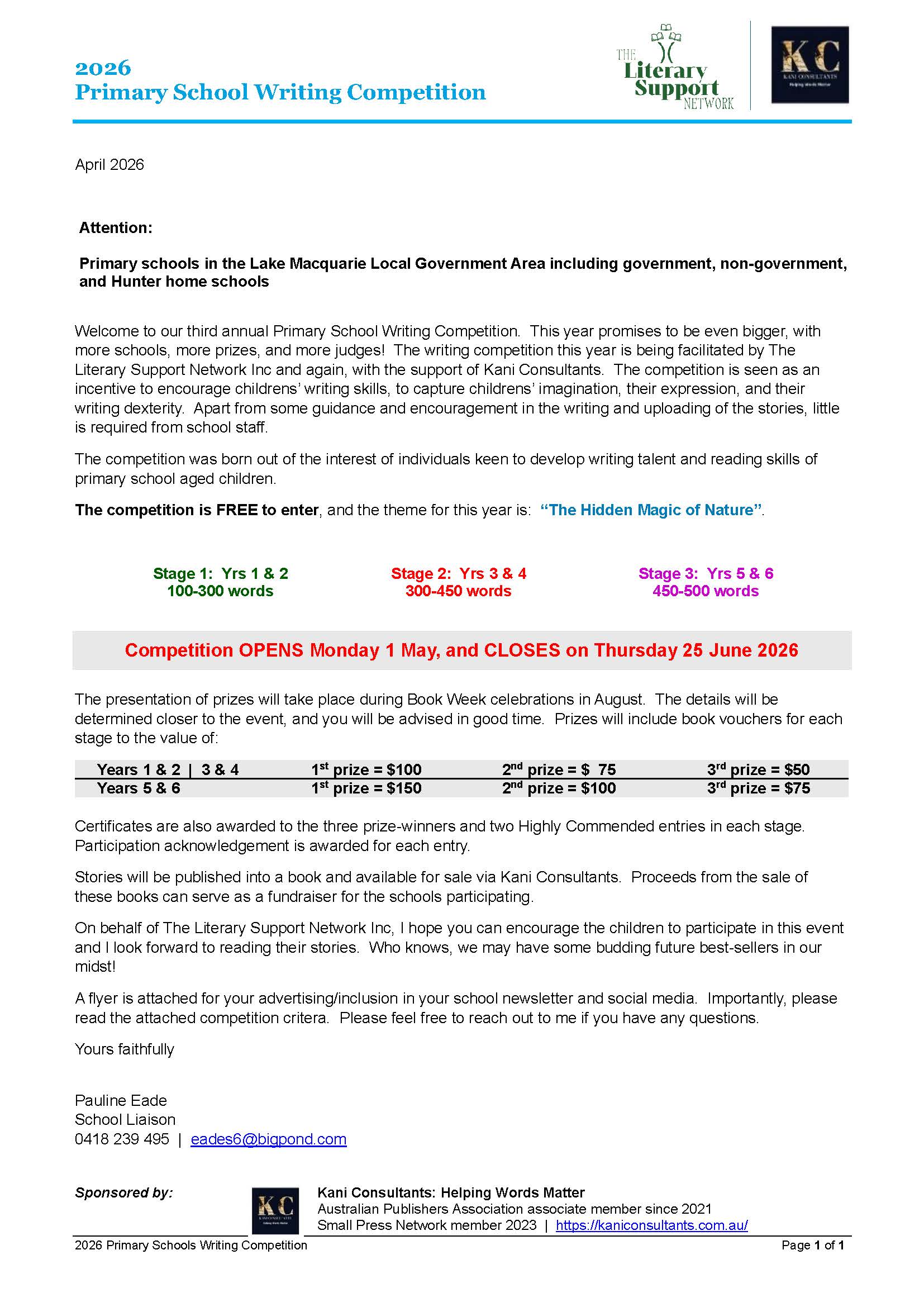 The Literary Support Network’s Primary School Writing Competition and ...